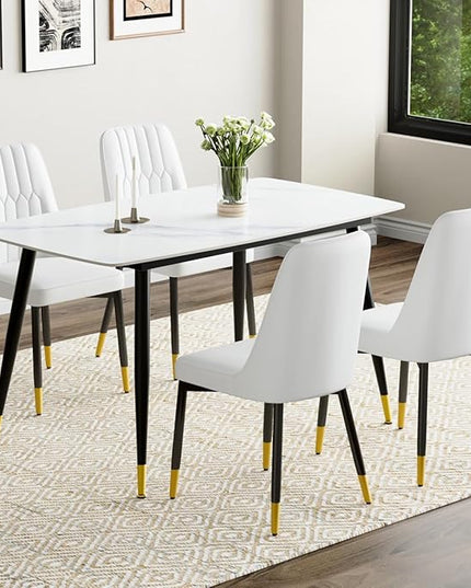50'' Dining Table Set for 4, Dining Room Sets for 4, Sintered Stone Dining Table Chairs Set of 4, Easy to Assemble，Suitable for Small Spaces