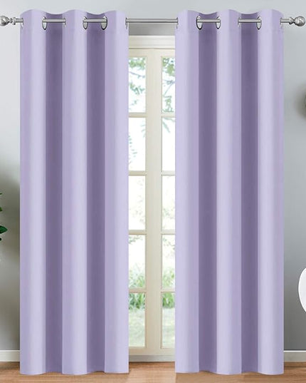 Yakamok Blackout Curtains for Bedroom - Grommet Thermal Insulated Room Darkening Curtains for Living Room, Set of 2 Panels (38 x 84Inch, Lilac)