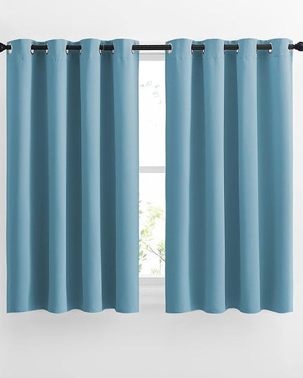 NICETOWN Blackout Curtains Panels for Window - Thermal Insulated Solid Grommet Blackout Panels/Drapes for Bedroom (Teal Blue=Light Blue, Set of 2 Panels, 52 by 45 Inch)