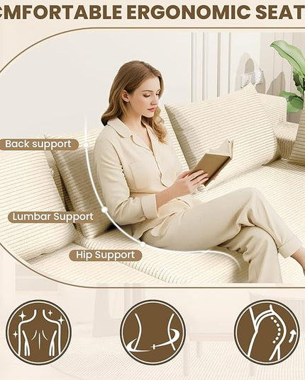LEVELEVE 107" Cloud Sectional Couch with Deep Seat，Modern Modular Sofa with L-Shape Chaise，No Assembly Required, Upholstered Couches for Living Room Bedroom(Beige,Left Facing Chaise)