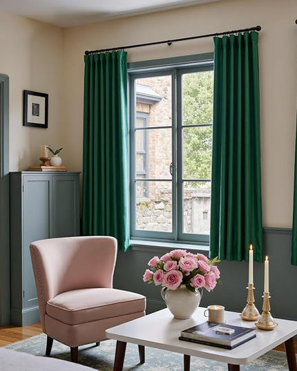 Lazzzy Velvet Blackout Curtains Thermal Insulated Room Window Drapes Super Soft Luxury Curtains for Living Room Bedroom Rod Pocket 2 Panels, Emerald Green, 52" W x 72" L