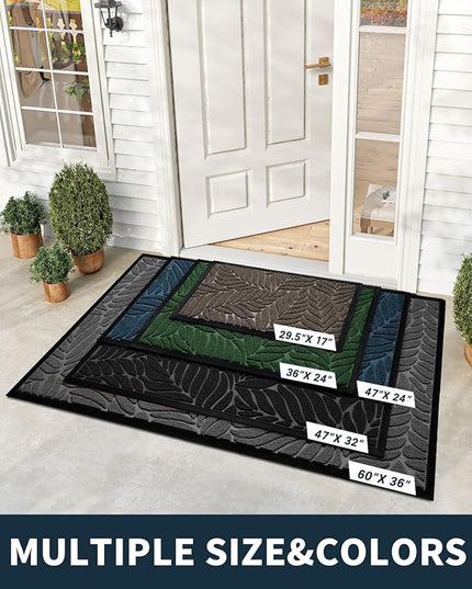 Yimobra Front Door Mat Outdoor Indoor, 29.5x17 All-Season Waterproof Door Mat Outside Entrance, All-Weather Non-Slip Outside Doormat for Garage Patio Entryway, Blue