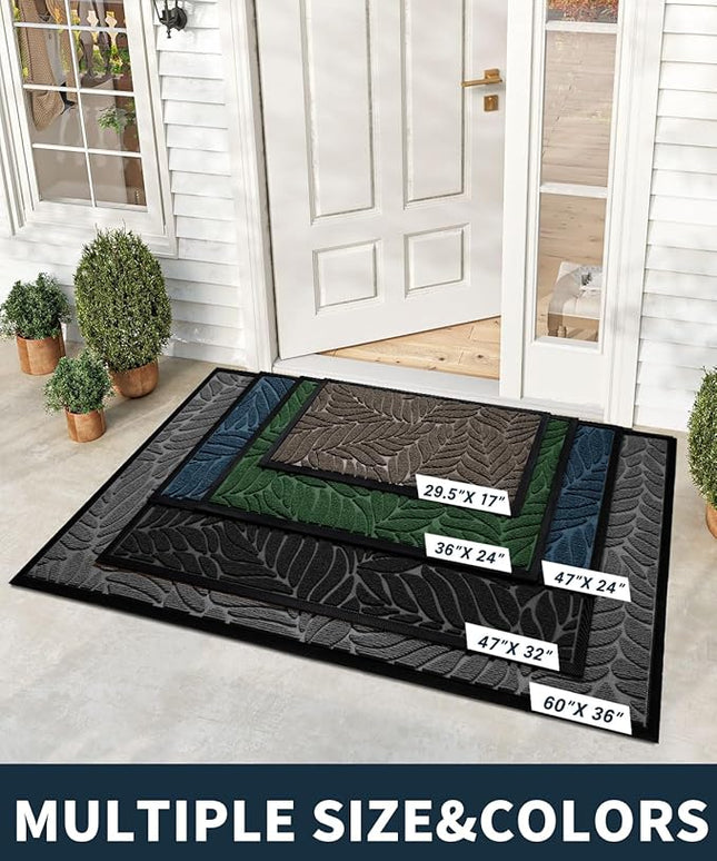 Yimobra Front Door Mat Outdoor Indoor, 29.5x17 All-Season Waterproof Door Mat Outside Entrance, All-Weather Non-Slip Outside Doormat for Garage Patio Entryway, Blue