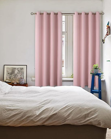 BGment Room Darkening Curtains 72 Inches Long - Grommet Thermal Insulated Drapes Window Treatment Curtains for Bedroom, 2 Panels, 52 x 72 Inch, Baby Pink