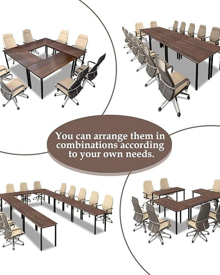 Bonzy Home Conference Table Chairs Set 18FT, 220"x47.2"x29.5" 8pcs Tables & 18pcs Chairs Set for Conference Room Meeting Room Office, Walnut