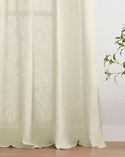 Joydeco Linen Curtains 72 Inch Length 2 Panels Set, Light Filtering Curtains for Bedroom Living Room,Linen Blend Drapes 52 Inches Wide with Back Tab Rod Pockets (W52 x L72 Inch, Natural)