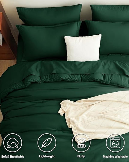 CozyLux Full Comforter Set Emerald Green, 7 Pieces Bed in a Bag Bedding Comforter Set with Sheets, All Season Boho 7PC Bed Sets with Comforter, Fitted Sheets, Flat Sheets, Pillow Shams and Pillowcases