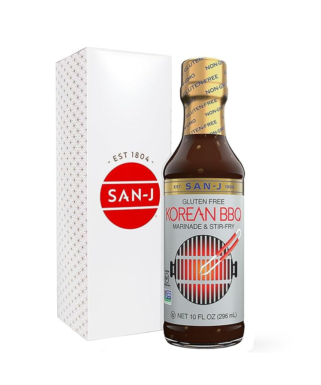 San-J - Gluten Free Korean BBQ Sauce - Bold and Savory Sauce for Cooking - Non-GMO - 10 oz. Bottle