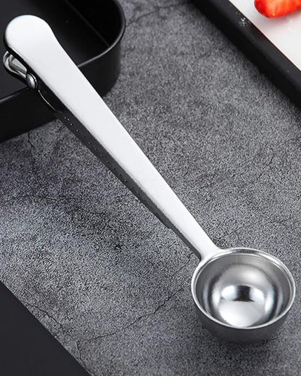 FLEXMAN Coffee Scoop with Clip, 2 in 1 Modern Design Stainless Steel Teaspoon Scoop, Sealing Function Spoon for Home, Restaurant, Office, Daily Coffee Life