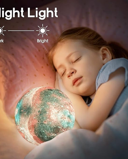 BRIGHTWORLD 7.1inch Galaxy Lamp 16 Colors Moon Lamp 3D Printing, Remote & Touch Control USB Rechargeable, Birthday Gifts for Women Room Decor Aesthetic（Black Hand Base）