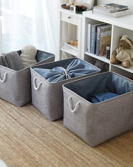 TheWarmHome Storage Baskets for Organizing, Sturdy Fabric Storage Basket , Foldable Storage Baskets for Shelves Closet Nursery Toy (Grey 3 Pack 20.5×15.7×13.8inch)