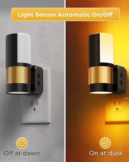 L LOHAS LED Night Lights Plug into Wall, 2 Pack, Plug in Night Light, Soft White/Cool White/Amber, Dimmable Backlit Nightlight with Light Sensor, 180° Rotatable Nightlights Plug in Wall for Hallway