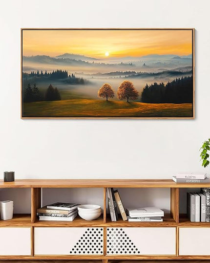 HGUAOA Nature Wall Art - Mountain & Landscape Artwork for Walls - Scenery Canvas Wall Art - Forest Painting for Living Room - Rustic Farmhouse Decor - Wall Pictures for Bedroom 20×40IN