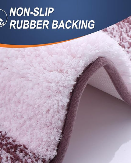 OLANLY Bathroom Rug Set 2 Piece, Soft Absorbent Microfiber Bath Rug Set, Non-Slip, Machine Wash Dry, Plush Shaggy Bath Mats for Bathroom (47"x20"+24"x16", Mauve)