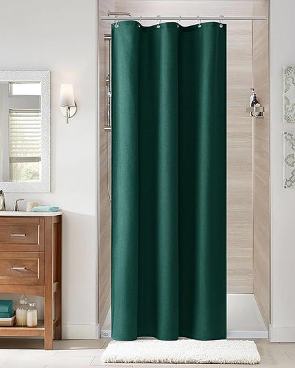Naturoom Dark Green 36 Inch Shower Curtain - Stall Narrow Half Linen Ultra Thick Fabric Shower Curtain Set with Hooks, Boho Farmhouse Rustic RV Camper Bath Curtains for Bathroom, 36x72