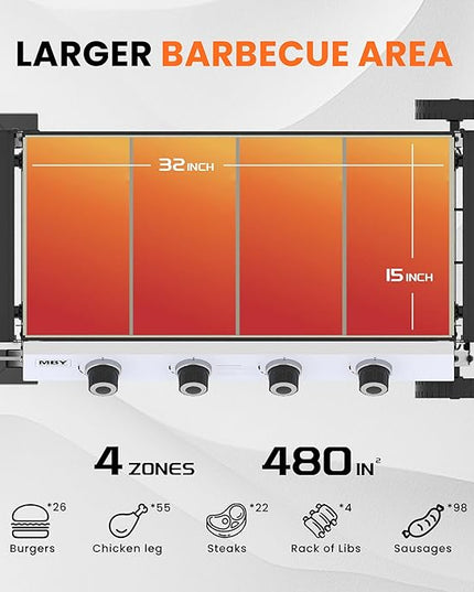 32 Inch Outdoor Flat Top Gas Propane Griddle with 4 Burners 40,000BTU,Powder Coated Steel Portable Gas Grill with Side Shelves for BBQ,Camping,Backyard