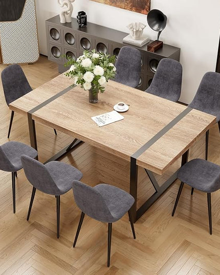9 Piece Dining Table Set for 8,Modern 71'' Rectangle Wood Dining Table and Fabric Dining Chairs 8,Kitchen Table and Chairs for 8,Ideal for Kitchen Dining Room