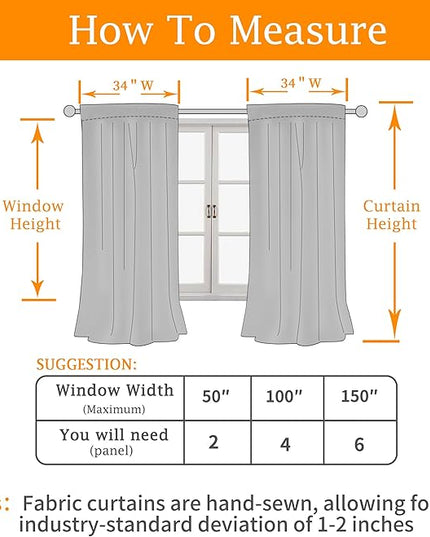 LAMIT 100% Blackout Short Linen Curtains, 48 Inch Length Linen Textured Thermal Curtains Back Tab and Rod Pocket Neutral Panels with White Liner for Small Window, 2 Panels, 42 x 48 Inch, Ivory