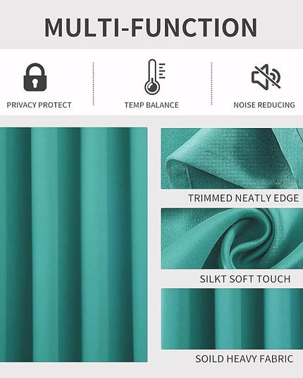 Joydeco Blackout Curtains 90 inch Long 2 Panels Set, Thermal Insulated Long Curtains & Drapes 2 Burg, Room Darkening Grommet Drapes for Bedroom Living Room Windows (W52 x L90 Inch, Peacock Blue)