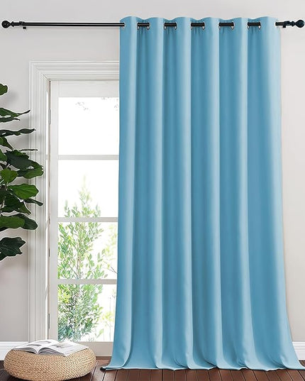 NICETOWN Teal Blue Blackout Curtains for Bedroom 95 Inch Length - Thermal Insulated Room Darkening Privacy Grommet Window Drapes for Boys Room, Set of 1 Panel, 80 x 95 Inch