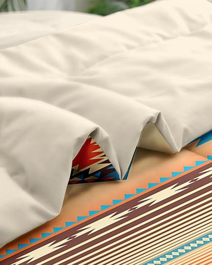 Comforter Set Twin Size, Southwest Western Geometric 5 Pcs Bedding for Kids and Adults, Mexico Stripe Turquoise Bed Sheet Sets with Fitted Sheet Pillowcase & Sham