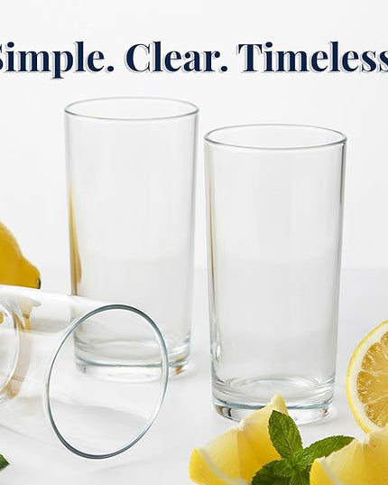 US Acrylic Classic Clear Plastic Reusable Drinking Glasses (Set of 6) 16oz Water Cups | BPA-Free Tumblers, Made in USA | Top-Rack Dishwasher Safe