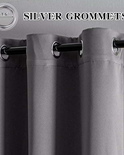 Light Grey Blackout Curtains 72 Inch Length 2 Panels Set, Black Out Curtains for Bedroom 72 Inch Long, Grommet Energy Saving Room Darkening Drapes for Living Room Window(W70 x L72)