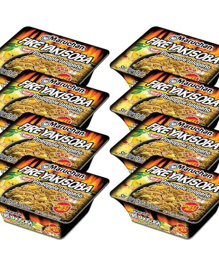Maruchan Yakisoba Fire Pineapple Jalapeno, Japanese Instant Ramen Noodles, 3.89 Oz, 8 Count