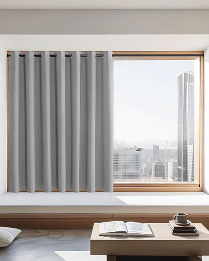 NICETOWN Blackout Curtains 72 inches Long, Grommet Privacy Window Treatment Thermal Insulated Room Darkening Sliding Glass Door Drape for Bedroom Living Room, 1 Panel, W100 x L72, Silver Grey