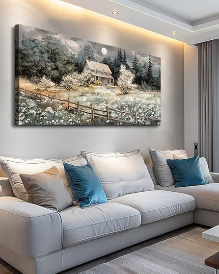 hyidecorart Nature Landscape Wall Paintings Wall Decor For Living Room Bedroom Decorations Rural Artwork Pictures Canvas Wall Art Large Framed for Office Farmhouse Aesthetic Home Decor Ready To Hang