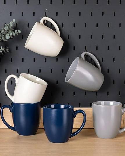AmorArc 16oz Coffee Mugs Set of 6, Large Ceramic Coffee Mugs for Man, Woman, Dad, Mom, Modern Coffee Mugs with handle for Tea/Latte/Cappuccino/Cocoa. Dishwasher&Microwave Safe, Multi-Color