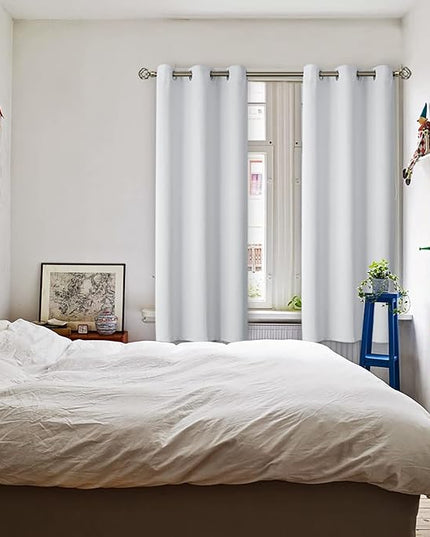 BGment Room Darkening Curtains 72 Inches Long - Grommet Thermal Insulated Drapes Window Treatment Curtains for Bedroom, 2 Panels, 42 x 72 Inch, Greyish White