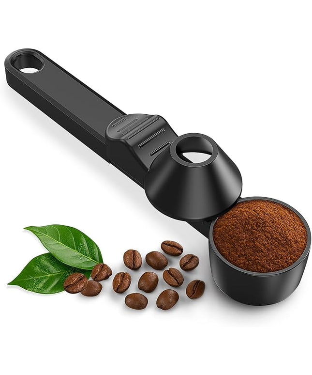 Coffee Scoop & Funnel for Reusable K Cup Refillable Coffee Pods,Mess-Free Measuring Spoon 2 TBSP Capacity for Ground Coffee, Protein Powder & Tea, Funnel Design without Spilling(1, Black)