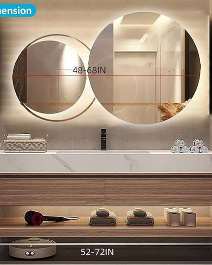 Floating Wood Bathroom Vanity - 2 Large Deep Drawer & Marble Countertop & Open Shelf | Led Mirror, Bathroom Vanity with Sink (72'')