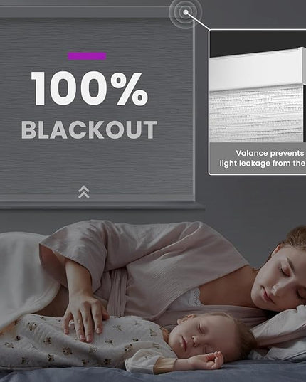 Astomi Motorized Roller Shades for Windows, Blackout Smart Blinds for Indoor, Effortless Remote & Voice Control, Compatible with Alexa, Google Home, Custom Size，Vinyl-Pure Black