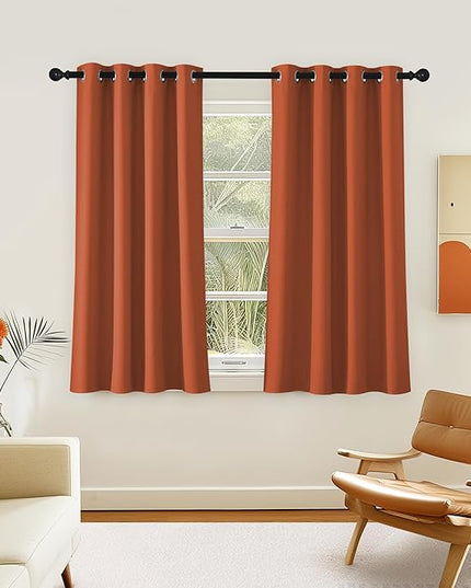 NICETOWN Room Darkening Short Curtain 54 inches Long for Living Room, Grommet Sound Reducing Thermal Insulated Curtains for Bedroom Nursery Window, 46W x 54L, 1 Piece, Burnt Orange