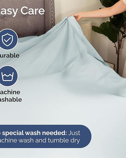 Cal King Size 4 Piece Sheet Set - Comfy Breathable & Cooling Bed Sheets Set - Hotel Luxury Bedding for Women, Men, Kids, Teens, Boys & Girls - Deep Pockets, Soft, Wrinkle Free - Oeko-Tex - Ice Blue