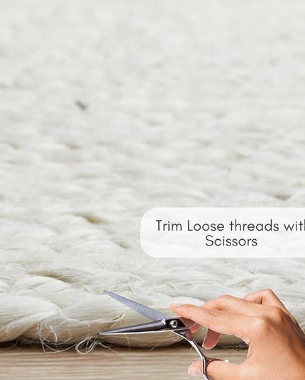 FRELISH DECOR Handwoven Jute Area Rug- Off-White Round Rustic Vintage Braided Reversible Rug- Eco Friendly Rug for Bedroom, Kitchen, Living Room, Farmhouse (10 Feet Round - Off-White)