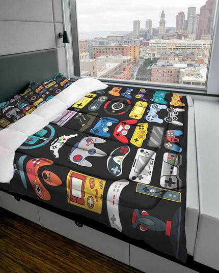 Sunnycitron Gamer Comforter Set for Boys Bedding Gaming Comforter Sets for Boys Gamer Bedding Sets Comforter Sets Full Size Bed Set Teen Room Decor,1 Comforter 2 Pillowcases