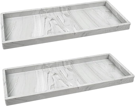 Countertop and Vanity Tray - 2 PC Large 11.7" Silicone Bathroom Trays, Counter Organizer, Dish Soap Sponge Holder Kitchen Sink Tray Organizer, Sink Caddy Toothbrush Key Kitchen Soap Trays