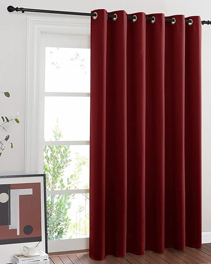 NICETOWN Glass Door Curtains for Window, Wide Thermal Curtain Panels, Sliding Door Drapes, Extra Wide Curtains (Burgundy Red, 80 inches Wide x 84 inches Long)