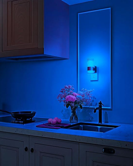Night Light, Night Lights Plug into Wall, RGB Color LED NightLight with Dusk to Dawn Sensor, 180° Rotating Night Lights, Adjustable Brightness, Wall Sconce Style Design for Bedroom Hallway, 2 Pack
