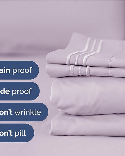 Full Size 4 Piece Sheet Set - Comfy Breathable & Cooling Bed Sheets Set - Hotel Luxury Bedding for Women, Men, Kids, Teens, Boys & Girls - Deep Pockets, Soft, Wrinkle Free - Oeko-Tex - Light Lavender