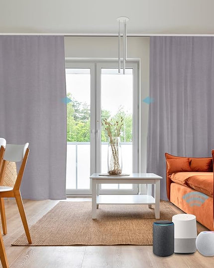 SmartWings Automatic Curtain Opener with Drapery, Motorized Vertical Blinds with Remote, Electric Closet Doors Sliding Panels Compatible with Alexa Google Homekit, 93% Blackout Light Purple