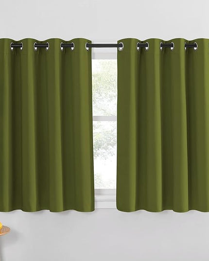 NICETOWN Blackout Curtain for Girls Room - Thermal Insulated Solid Grommet Room Darkening Panel/Drape for Girls' Bedroom (Olive Green, Single Panel, 52 by 54-inch)