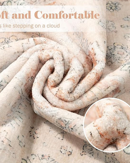 MUJOO 5x7 Area Rugs Washable,Boho Rug for Living Room Bedroom Dining Room Office,Large Throw Carpet,Non Slip Big Soft Indoor Low Pile Terracotta
