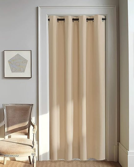 NICETOWN 80 inch Curtain Privacy for Doorway - Thermal Insulated Grommet Window Treatments Room Darkening Sound Reducing for Bedroom/Home Office (Biscotti Beige, 1 Panel, W46 x L80)