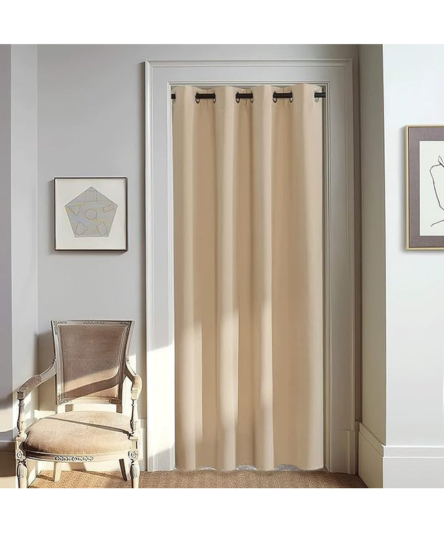 NICETOWN 80 inch Curtain Privacy for Doorway - Thermal Insulated Grommet Window Treatments Room Darkening Sound Reducing for Bedroom/Home Office (Biscotti Beige, 1 Panel, W46 x L80)