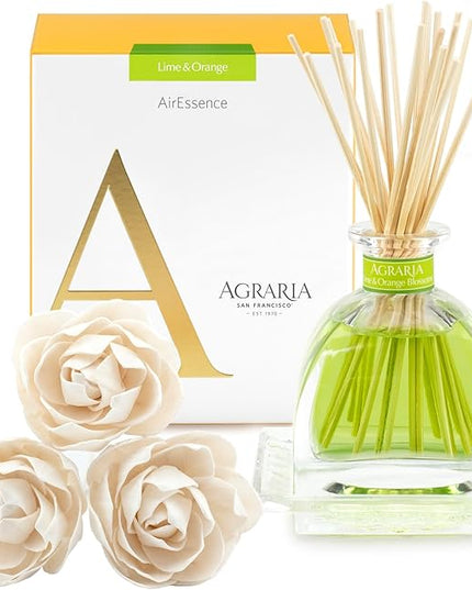 AGRARIA AirEssence Flower and Reed Diffuser Set, Handmade Sola Flower Botanical Home Fragrance Set, Scented Oil Reed Diffuser Gift for All Occasions