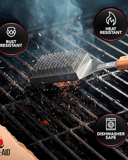 BBQ-AID 2-Pack Wire Grill Brush Replacement Heads, Grill Cleaning Bristle Brush - Screwdriver Included, for 2024 Model Grill Brush and Scraper. No Scratch Cleaning for Any Grill: Char Broil & Ceramic